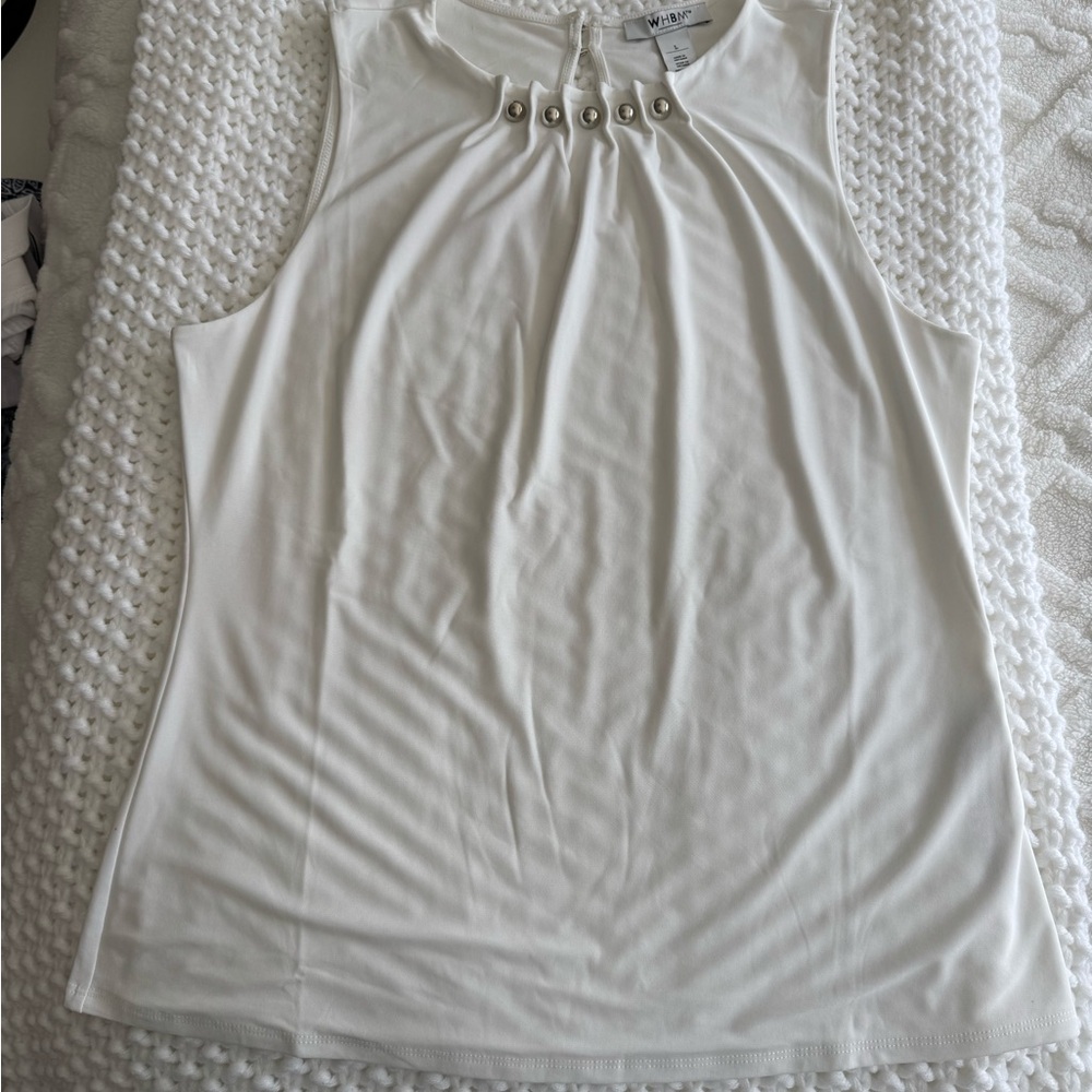 White House Black Market Elegant White Sleeveless Top